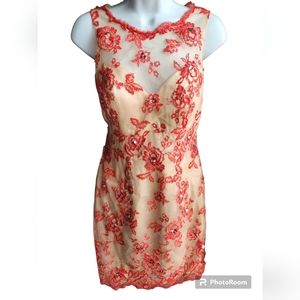 Mary's Bridal Kiss Kiss Formal Red Beige Short Homecoming Dress Size 12